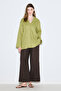 Linen Wide Sleeve Shirt Apple Green - 4