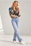 Women's Black Blue Leaf Patterned Viscose Shirt with Buttons - 5