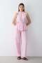 Women's Pink Halter Neck Belted Blouse and Trousers Set - 3
