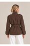 High Collar Belted Trench Coat - 2