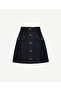 Buttoned Short Denim Skirt with Pinch Detail - 6
