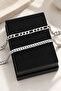 316L Steel Tarnish Free Silver Figaro & Urban Men's Bracelet (2 Pcs)
