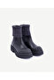 Leather Boots with Knitwear Detail on the Ankle - 4