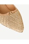 Leather Piping Straw Short Heeled Shoes - 5