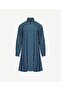 Short Dress with Pleated Collar and Long Balloon Sleeves - 5