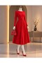 Pleated Belted Midi Length Evening Dress 582644 Red
