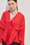 Pleated Waist Design Shirt Red