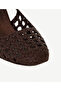 Open Back Knitwear Leather Heeled Shoes - 5