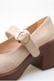 Women's Special Design Platform Heeled Elegant Buckle Strap Ballerina Mink Suede Loafer Moccasin Shoes - 3