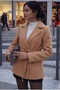 Camel Color Tie Detail Comfortable Fit Cashmere Cardigan/Jacket - 3