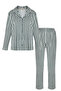 Women's Cotton Striped Buttoned Shirt Collar Long Sleeve Pajama Set - 4