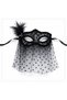 Black Lace Tulle Veil Party Mask - Feathered Pearl Detail - 3