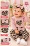 Leopard Pattern Heart Detailed Ruffled 3-Piece Baby Girl Set (with Bandana) |   3-6-9-12 Months - 2