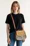 Authentic Patterned Suede Cover Hand and Shoulder Bag