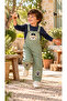 Boy's Teddy Bear Embroidered Gabardine Salopet Set – 2-Piece Set with Long Sleeve Sweatshirt