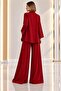 Blouse with Side Slits and Slit Detail & Wide-Legged Trousers Bottom Top Crepe Set Cou-116 - 2