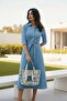 Beige Newspaper Patterned Small Handbag - 3