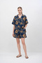 Women's Blue Patterned Shorts Suit-1066