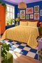 Yellow Leaf Patterned Bedspread 200X220 Double Pique Set - 7