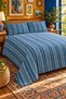 Blue Ethnic Striped Bedspread 200X220 Double Pique Set - 4