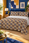 Flower Pattern Double Printed Pique (200x220 Cm) Brown