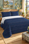 Navy Blue Pinstripe Bedspread 200X220 Double Pique Set - 3