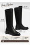 Women's Black Scuba Fabric Below-Knee Boot with Thermo Sole - 3