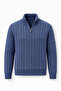Bardem Cable Knit Half-Zip Men's Knit Sweater - Indigo