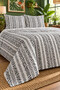 Black and White Ethnic Striped Bedspread 200X220 Double Pique Set - 6