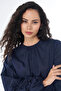 Ruffle Detailed Cotton Dress Navy Blue - 6