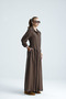 Ofre Front Buttoned Brown Belted Long Dress - 4