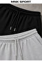 2 Pcs Sweatpants Plain Black Gray Wide Leg Comfortable Fit Sweatpants, Sweatpants - 5