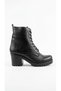 Genuine Leather Women's Zippered Thick Heeled Non-Slip Sole Black Boots - 8