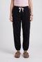 Women's Black Fleece Pajama Bottoms with Elastic Cuffs - 2