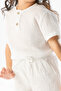 Short Sleeve Western Summer Muslin Girls' Tshirt White Byz - 3