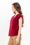 Short Cap Sleeve Gülizar Şile Bezi Summer Embroidered Blouse Burgundy Brd - 3