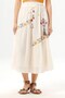 Nihal Tied Voile Elastic Waist Authentic Single Pocket Summer Long Skirt Cream Krm