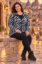 Leopard Large Size Hooded Zippered Fleece Sweatshirt - Warm and Stylish Model - 3
