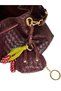 Trendy Women's Burgundy Knitted Textured Drawstring Shoulder Bag, Stylish Design, Mini Bag with Gold Accessories and Leather Grape Charm Detail - 8