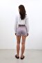 Women's High Waist Tasseled Lilac Jean Shorts - 6