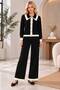 Women's cardigan with baby collar knitwear set - 4