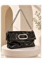 Imported Shiny Snakeskin Textured Cloutch Bag with Two Size Straps 27386 - 2
