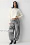 White Plaid Patterned Elastic Waist Balloon Pants Mg2905 - 2