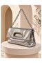 Imported Shiny Snakeskin Textured Cloutch Bag with Two Size Straps 27386