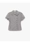 Slim Fit Peter Pan Collar Short Balloon Sleeve Gingham Shirt - 7