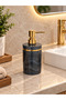 5 Piece Marble Pattern Bathroom Set / WC Brush Holder, Liquid - Solid Soap Dispenser, Trash Can, Toothbrush Holder - 4