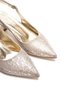 Women's gold open back low heeled patterned evening shoes - 6