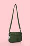 Women's Cross Strap Three-Compartment Zippered Crinkle Daily Shoulder Bag Khaki-Black Set of 2 - 4