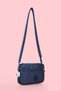 Women's Cross Strap Three-Compartment Zippered Crinkle Daily Shoulder Bag Gray-Navy Blue Set of 2 - 7