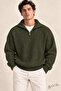 Men's Oversize Zippered Fishing Knitwear Sweater